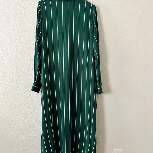 Dark Green Striped Dress w/ Belt - Picture 3 of 4